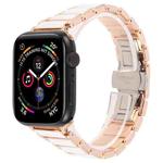For Apple Watch 42mm / 41mm / 40mm / 38mm Three Beads Ceramics 18mm Steel Watch Band(Rose Gold White)
