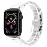 For Apple Watch 42mm / 41mm / 40mm / 38mm Three Beads Ceramics 18mm Steel Watch Band(Silver White)