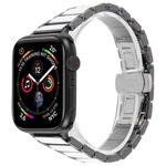 For Apple Watch 42mm / 41mm / 40mm / 38mm Three Beads Ceramics 18mm Steel Watch Band(Black White)