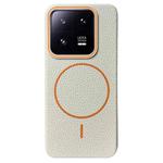 For Xiaomi 13 Thin Circle MagSafe Litchi Grain TPU Phone Case(White Orange)