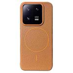 For Xiaomi 13 Thin Circle MagSafe Litchi Grain TPU Phone Case(Gold Brown)