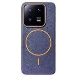 For Xiaomi 13 Thin Circle MagSafe Litchi Grain TPU Phone Case(Dark Blue Orange)