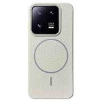 For Xiaomi 13 Thin Circle MagSafe Litchi Grain TPU Phone Case(White Grey)