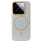 For Xiaomi 14 Thin Circle MagSafe Litchi Grain TPU Phone Case(Grey Orange)