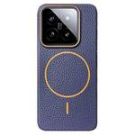 For Xiaomi 14 Thin Circle MagSafe Litchi Grain TPU Phone Case(Dark Blue Orange)