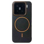 For Xiaomi 15 Thin Circle MagSafe Litchi Grain TPU Phone Case(Black Orange)