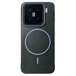 For Xiaomi 15 Thin Circle MagSafe Litchi Grain TPU Phone Case(Black Purple)