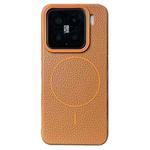 For Xiaomi 15 Pro Thin Circle MagSafe Litchi Grain TPU Phone Case(Gold Brown)