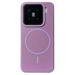 For Xiaomi 15 Pro Thin Circle MagSafe Litchi Grain TPU Phone Case(Sunset Purple)