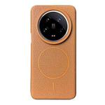 For Xiaomi 14 Ultra Thin Circle MagSafe Litchi Grain TPU Phone Case(Gold Brown)