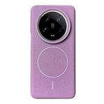 For Xiaomi 14 Ultra Thin Circle MagSafe Litchi Grain TPU Phone Case(Sunset Purple)