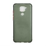 For Xiaomi Redmi Note 9 Color Button Translucent Frosted TPU Four-corner Airbag Shockproof Case(Dark Green)