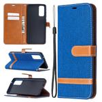 For Samsung Galaxy S20 FE 5G / S20 Lite Color Matching Denim Texture Horizontal Flip Leather Case with Holder & Card Slots & Wallet & Lanyard(Blue)