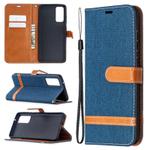 For Samsung Galaxy S20 FE 5G / S20 Lite Color Matching Denim Texture Horizontal Flip Leather Case with Holder & Card Slots & Wallet & Lanyard(Dark Blue)