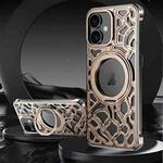 For iPhone 16 Yunyan Series Alloy Rotating Holder MagSafe Half Frame Phone Case(Gold)
