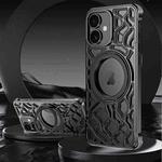 For iPhone 16 Yunyan Series Alloy Rotating Holder MagSafe Half Frame Phone Case(Black)