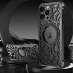 For iPhone 15 Pro Yunyan Series Alloy Rotating Holder MagSafe Half Frame Phone Case(Black)