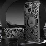 For iPhone 15 Yunyan Series Alloy Rotating Holder MagSafe Half Frame Phone Case(Black)