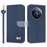 For Realme 12 Pro 5G / P1 Pro Metal Bow Leather Phone Case with Hand Strap(Dark Blue)
