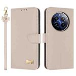 For Realme 12 Pro 5G / P1 Pro Metal Bow Leather Phone Case with Hand Strap(Apricot)