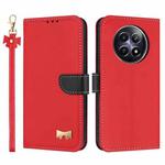 For Realme 13 5G / 12 5G / C65 5G Metal Bow Leather Phone Case with Hand Strap(Red)