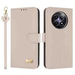 For Realme 13 5G / 12 5G / C65 5G Metal Bow Leather Phone Case with Hand Strap(Apricot)