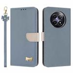 For Realme 13 5G / 12 5G / C65 5G Metal Bow Leather Phone Case with Hand Strap(Light Blue)