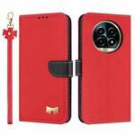 For Realme 13 Pro 5G / 13 Pro+ 5G Metal Bow Leather Phone Case with Hand Strap(Red)