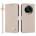 For Realme 13 Pro 5G / 13 Pro+ 5G Metal Bow Leather Phone Case with Hand Strap(Apricot)