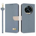 For Realme 13 Pro 5G / 13 Pro+ 5G Metal Bow Leather Phone Case with Hand Strap(Light Blue)
