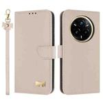 For Realme 14 Pro 5G India Metal Bow Leather Phone Case with Hand Strap(Apricot)