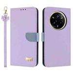 For Realme 14 Pro+ 5G Metal Bow Leather Phone Case with Hand Strap(Purple)