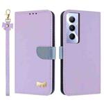 For Realme C65 4G Global Metal Bow Leather Phone Case with Hand Strap(Purple)
