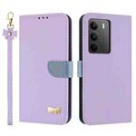 For Realme C75 4G Global / P3x Metal Bow Leather Phone Case with Hand Strap(Purple)