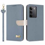 For Realme C75 4G Global / P3x Metal Bow Leather Phone Case with Hand Strap(Light Blue)