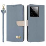 For Realme GT7 5G Metal Bow Leather Phone Case with Hand Strap(Light Blue)