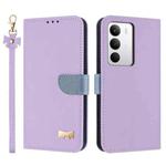 For Realme C71 4G Metal Bow Leather Phone Case with Hand Strap(Purple)