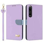 For Sony Xperia 1 IV Metal Bow Leather Phone Case with Hand Strap(Purple)