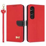 For Sony Xperia 1 VI Metal Bow Leather Phone Case with Hand Strap(Red)