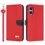 For Sony Xperia 5 V Metal Bow Leather Phone Case with Hand Strap(Red)