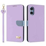 For Sony Xperia 5 V Metal Bow Leather Phone Case with Hand Strap(Purple)