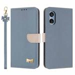 For Sony Xperia 5 V Metal Bow Leather Phone Case with Hand Strap(Light Blue)