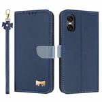 For Sony Xperia 5 VI Metal Bow Leather Phone Case with Hand Strap(Dark Blue)