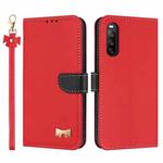 For Sony Xperia 10 IV Metal Bow Leather Phone Case with Hand Strap(Red)