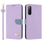 For Sony Xperia 10 IV Metal Bow Leather Phone Case with Hand Strap(Purple)