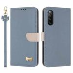 For Sony Xperia 10 V Metal Bow Leather Phone Case with Hand Strap(Light Blue)