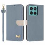 For Motorola Edge 60 / 60 Fusion Metal Bow Leather Phone Case with Hand Strap(Light Blue)
