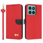 For Motorola Edge 60 Pro Metal Bow Leather Phone Case with Hand Strap(Red)