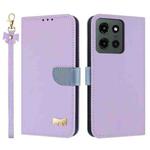 For Motorola Moto G 5G 2025 Metal Bow Leather Phone Case with Hand Strap(Purple)
