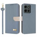 For Motorola Moto G 5G 2025 Metal Bow Leather Phone Case with Hand Strap(Light Blue)